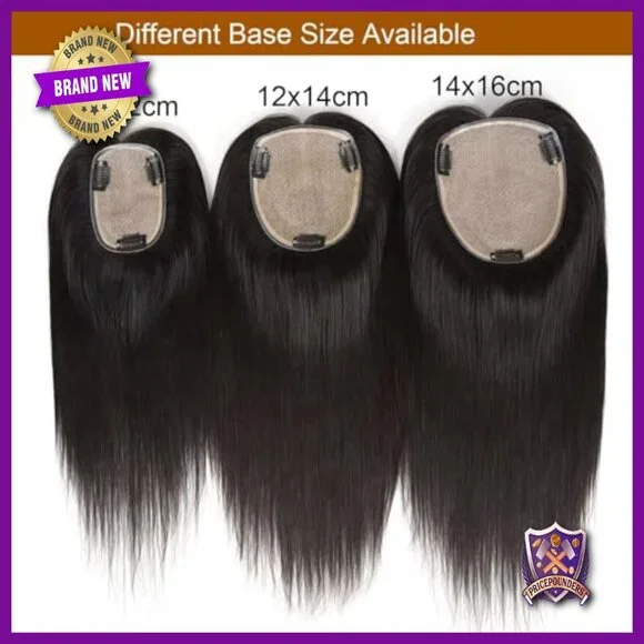 Large Silk Base Human Hair Topper 14x16cm 12 Inch No Bangs - Picture 6 of 7